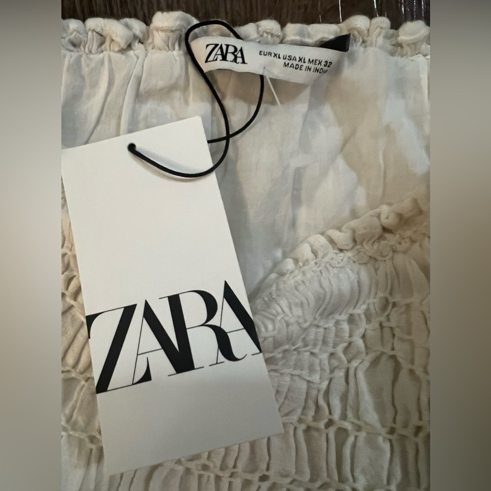 Sold 💛 ZARA • New Puckered Boho Lined Skirt in Beige XL - Picture 4 of 4